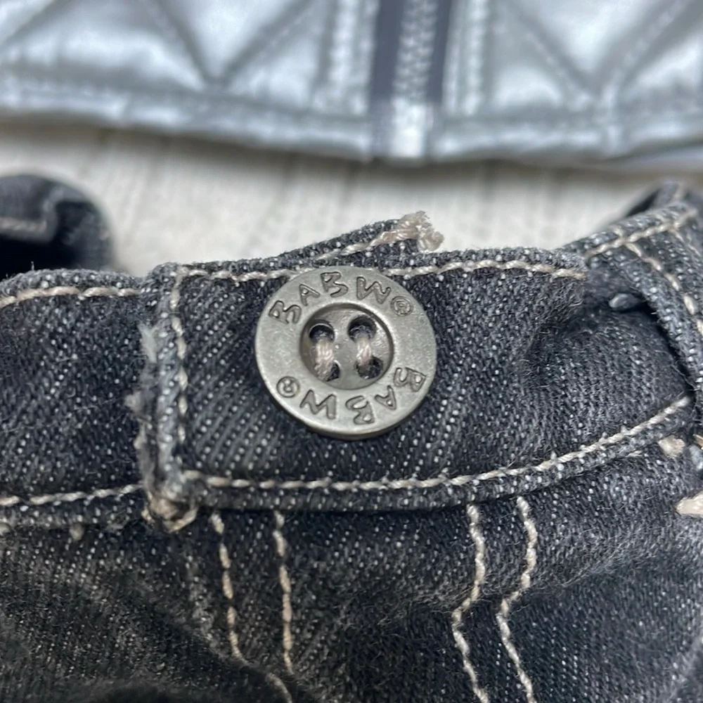 Build a Bear black denim jeans & silver puffer vest chain/pocket detail- jeans - Picture 9 of 10